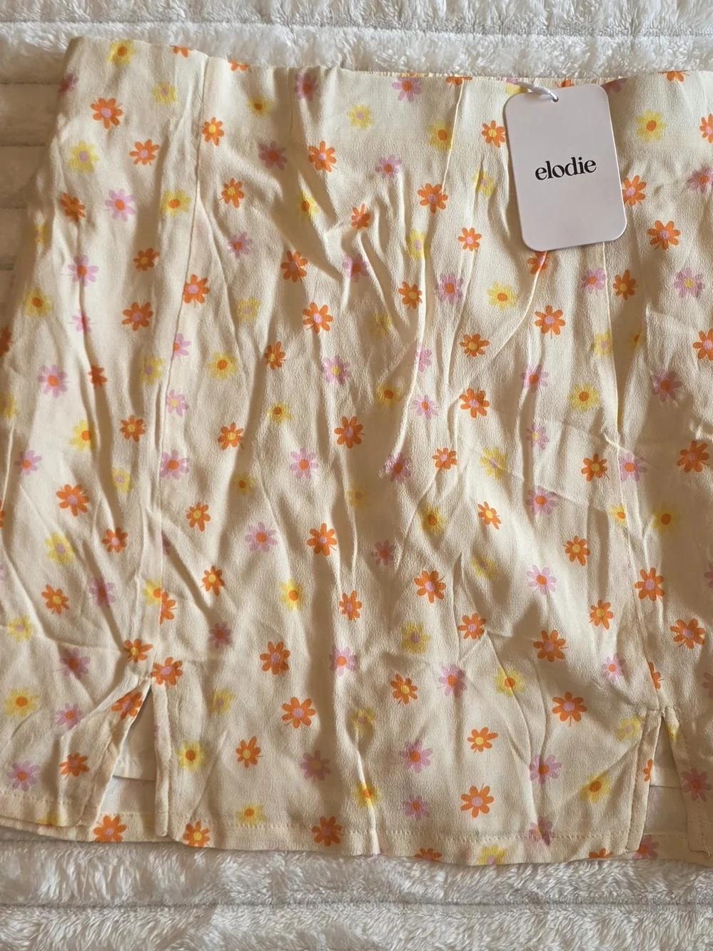 Elodie‎ Floral Skirt in Cream with Orange & Pink Flowers